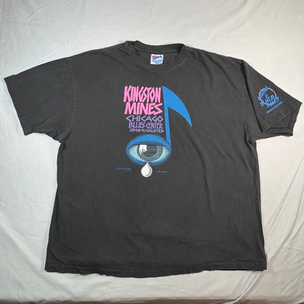 Vintage 1990 Kingston Mines Chicago Blues Center T-Shirt Hanes XXL Single Stitch